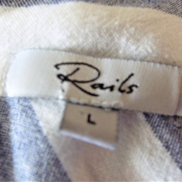 Rails Wren Seattle Linen Blend Blue & White V-Neck Striped Dress Sz Large - Picture 11 of 15